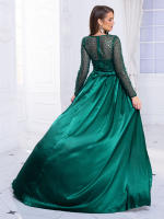 Vestido De Noche Largo De Mano En Satén Con Parches De Lentejuelas A-Line Hollow out Para Baile De Promoción Vestido Maxi De Faldas De Suelo - details 13
