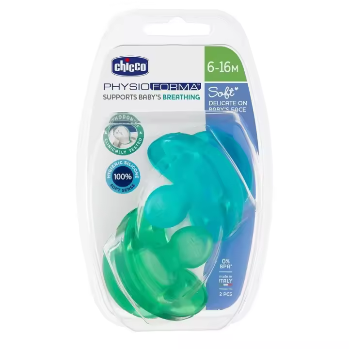 CHICCO 2xChupete Physio Soft Silicon Azul 6-16m (Todogoma) ✅ Entrega 24/72h - 1