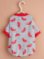 Camiseta Para Perro Con Estampado De Sandía Y Rayas Ropa De Verano Para Mascotas Moda Transversal Adecuada Para Perros Y Gatos - details 3
