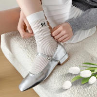 Calcetines De Malla Transpirable Para Mujer 5 Pares Calcetines Intermedios Veraniegos Delgados Con Gran Lazo Bonitos Y Cómodos - details 5