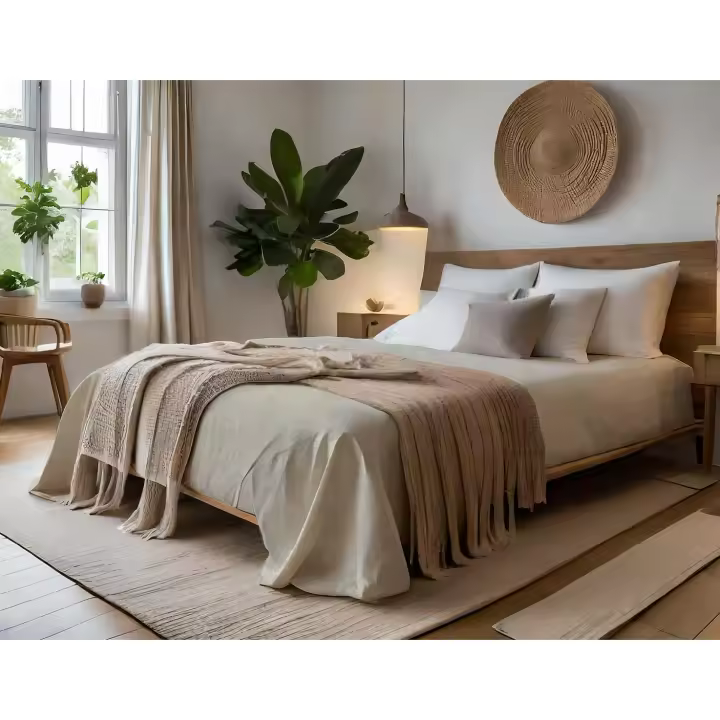 SANSY - COLCHA JACQUARD RUNA NATURAL PARA CAMA DE 105 FABRICADO EN ESPAÑA - 1
