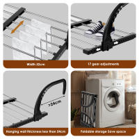 Nueva Estante De Secado De Ropa Plegable Y Extensible En Acero Inoxidable 42-72cm Para Zapatos Toallas Y Ropa Para Balcón - details 3