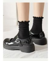Calcetines Para Mujer 5 Pares En Lote Algodón Transpirable De Media Pantorrilla Estilo Ruffle Negro Blanco Para Primavera Y Otoño - details 11