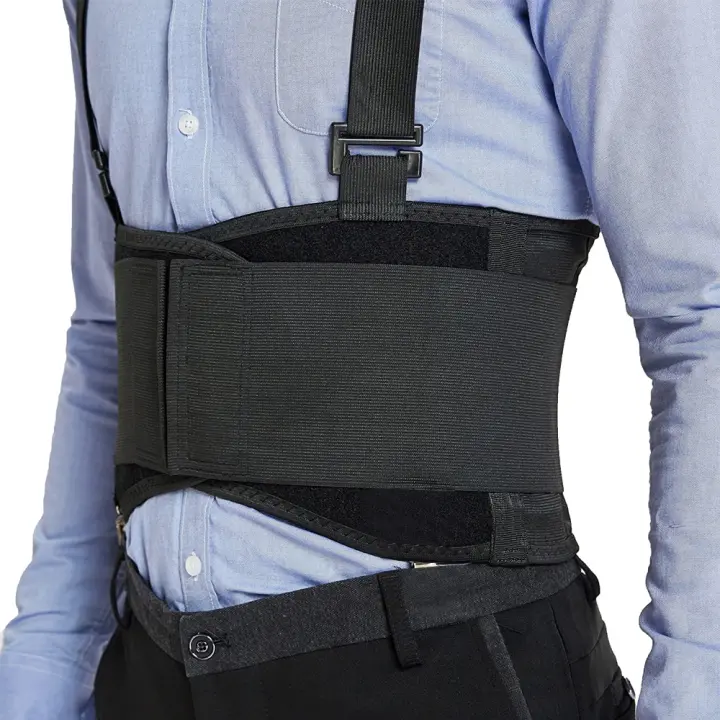 Nueva Cinturón De Soporte Para Cintura Ajustable Con Almohadillas De Espalda Industrial Trabajo Físico Fitness Pesas Cinturón De Lumbar Médico Con Correas De Hombros Para Todas Las Edades Por Encima De 13 Años - 1