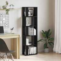 vidaXL Estantería madera de ingeniería madera envejecida 45x24x159 cm en color Madera antigua/Roble negro | almacenamiento funcional diseño moderno para baño dormitorio sala - details 1