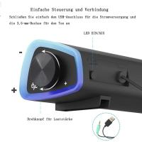 Altavoces para computadora, altavoces pequeños para PC con alimentación USB, RGB colorido - details 3