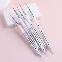 Set De 5 Piezas De Pinceles Para Uñas Blanco Doble Final Dotting French Stripe Nail Liner Herramientas De Manicura Para Dibujar Y Pintar Flores - details 4