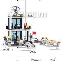 Bloques De Construcción HUIQIBAO Estación De Policía De La Ciudad Con Camión De Prisión Helicóptero Barco Y Policiales Juguete Para Niños - details 2
