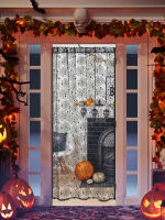 Cortina De Ventana De Halloween Con Diseño De Red De Araña Ideal Para Chimenea Y Puerta Material De Poliéster Translúcido Estilo Americano - details 0