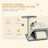 PawHut Árbol Rascador para Gatos Pequeños 43 cm Torre para Gatos con Poste Giratorio con Bolas de Juego Plataforma y Caseta 40x30x43 cm - details 3