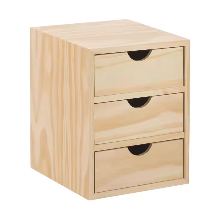 Mini cajonera de madera con tres cajones 28x21x20cm - 1