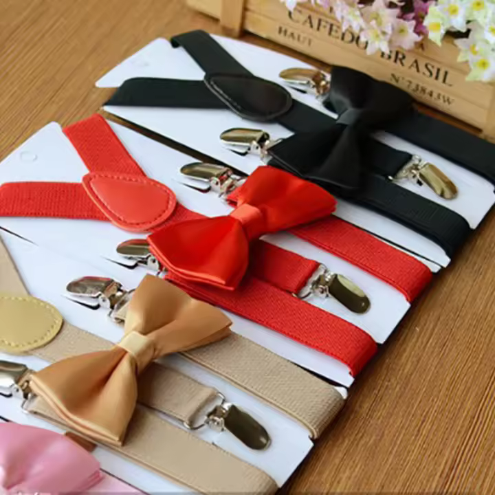 Conjunto De Suspenders Y Corbata Para Niños Accesorios De Boda Ajustables Para Niños Y Niñas Moda Infantil Polyester - 1