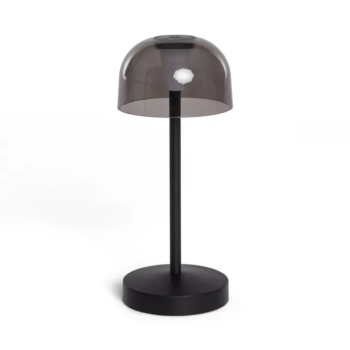 Ledkia Lámpara de Mesa LED Portátil para Exterior Metal con Batería Recargable Lendora Smoke Negro - 1