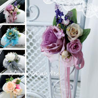 Flores Artificiales De Seda Para Decoración De Boda Y Fiesta Accesorio Para Automóvil Asiento De Silla Puerta Decoración De Casa Regalo De Manualidades - details 6
