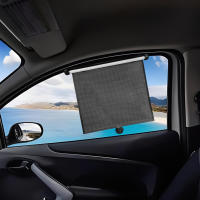 2Pcs Sombrilla De Ventana Lateral Para Coche Protección Solar Con Botón De Presión Cortina Retráctil Telescópica Bloqueo PVC Negro Y Blanco - details 1
