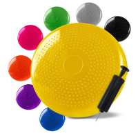Ociodual Cojín Hinchable Amarillo Disco con Bomba Goma PVC para Fitness Yoga Pilates Coordinación Rehabilitación Equilibrio - details 1
