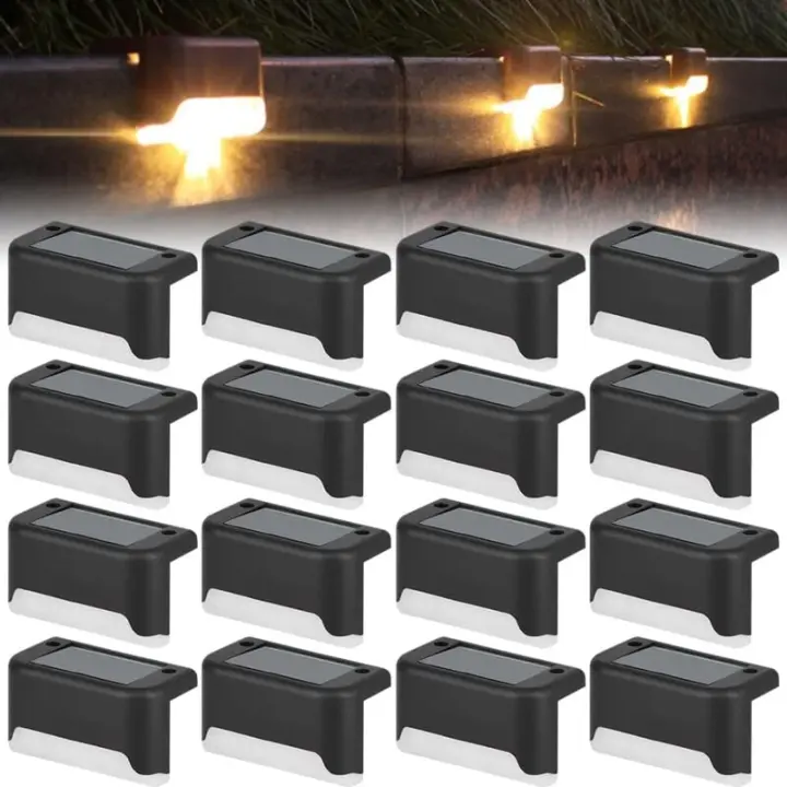 Juego de 16 Luces Solares, Iluminación LED Lámpara Solar para Exteriores, Luces Solares para Exteriores Jardín Blanco Cálido Decoración Impermeable para Escaleras Cubierta Escalones Valla Patio Terraza Camino - 1
