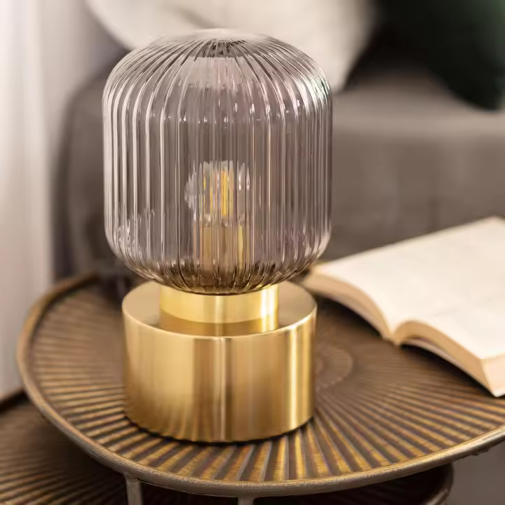 Ledkia Lámpara de Mesa Metal y Cristal Windsor Dorado - 1