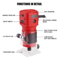 650W Madera Router Máquina de carpintería Seis velocidades eléctrica Trimmer 6.35mm de madera de talla de fresado Herramientas de corte 32000RPM carpintero Herramientas eléctricas - details 1