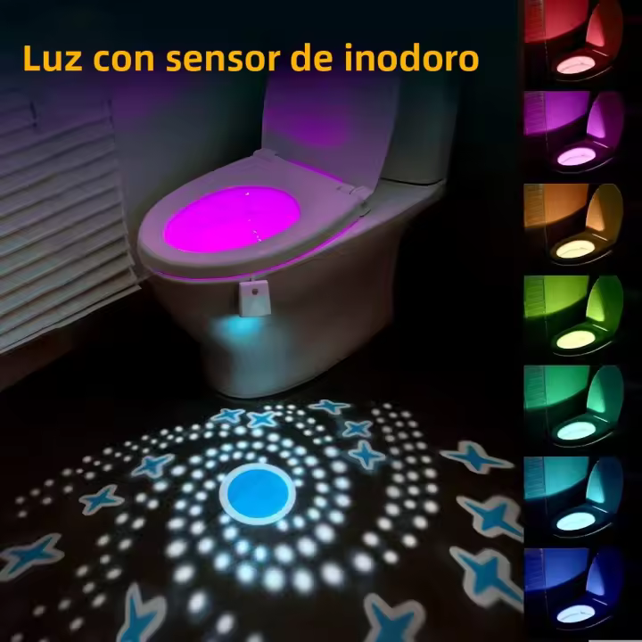 Luz De Noche Para Inodoro Con Sensor De Movimiento RGB Recargable LED Proyección De Cielo Estrellado Para Baño Y WC - 1