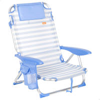 Aktive - Silla de playa plegable multiposición, aluminio y textileno, asiento bajo, incluye bolsillo lateral, cojín acolchado, asa de transporte, silla reclinable de playa, respaldo reclinable - details 9