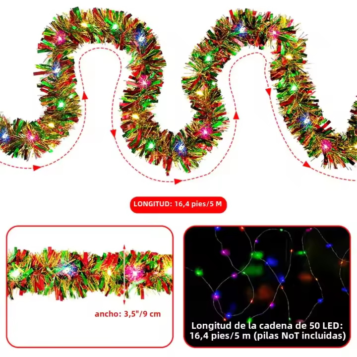 Guirnalda De Navidad Dingion De 16 Pies Con LED Y Metálico Brillante Decoraciones Colgantes Para Fiesta De Navidad Interior - 1