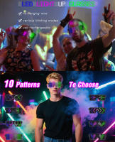 Gafas De Fiesta LED Multilingües Recargables Por USB Luminosas Para Conciertos De Navidad Cumpleaños Fiesta Glow Sunglasses - details 0