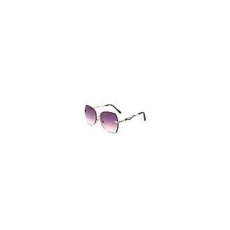 Gafas de sol retro cuadradas sin montura de metal para mujer con protección UV400xq, montura dorada, degradado morado - 1