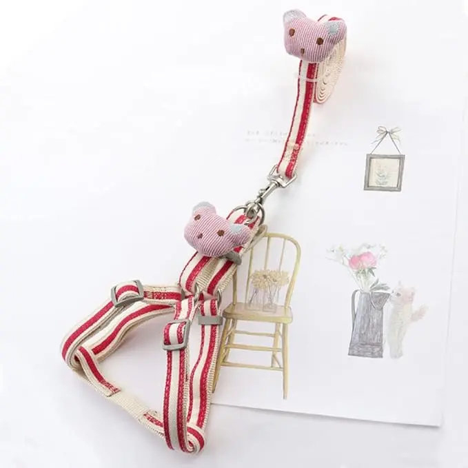 Verde Arnés para Perro y Gato - Correa Ajustable - Impresión - Arneses para Mascotas Pequeños Medianos - Rojo - S - 1,0 Cm - 1