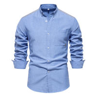 Camisa Oxford de talla europea para hombre, tops informales de manga larga con bloques de color de alta gama, primavera 2024 - details 5
