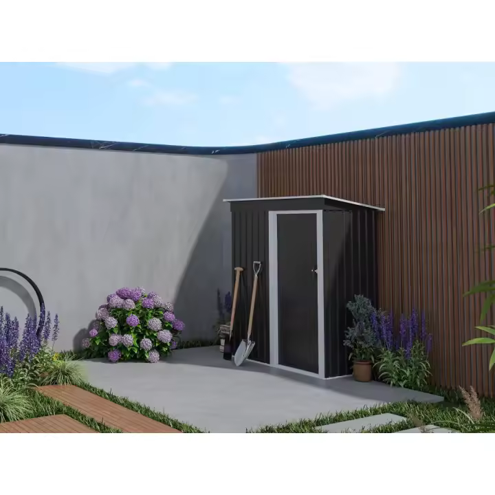 Vente-unique - Caseta de jardín de acero galvanizado gris BIRON - 1.1m² - 1