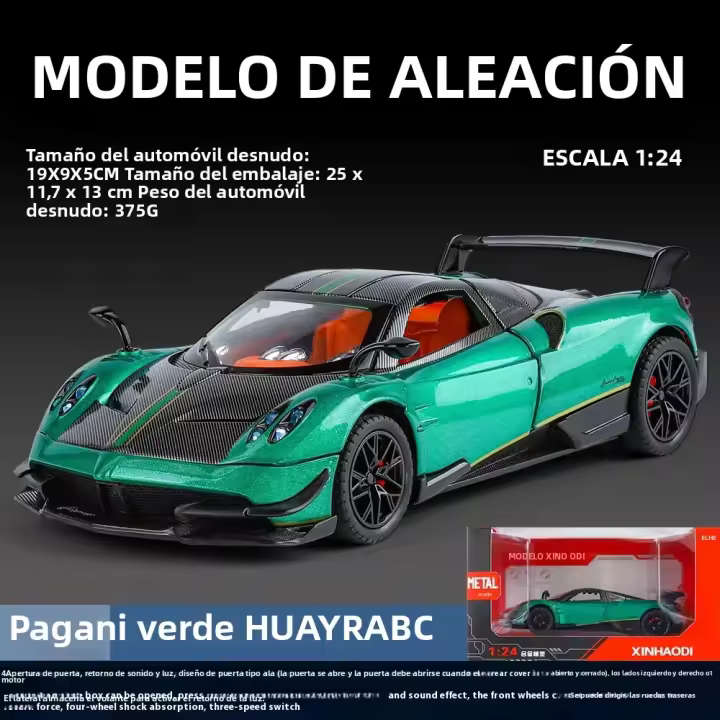 Modelo De Coche Pagani Huayra a Escala 1:24 Con Acción De Retroceso Retro Para Regalo Perfecto Para Enthusiasts De Carreras Y Coleccionables De Exposición - 1