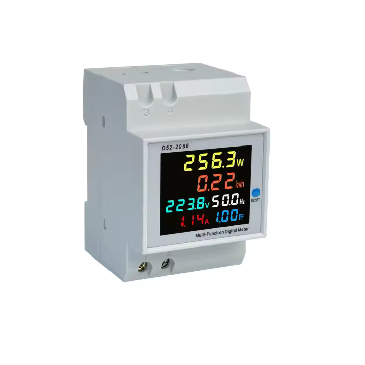 Indicador de Consumo de Energía D52-2066 Monofásico Hogar Inteligente Medidor Eléctrico Riel Multición AC40-300V(110-220V) 100A Blanco - 1