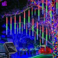 Luz De Lluvia De Meteoros Solar 30cm Con 8 Tubos Y 192 LEDs Luces De Hadas Impermeables Para Decoración De Navidad - details 9