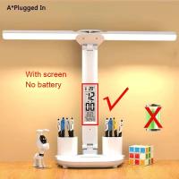 Lámpara De Escritorio LED Con Reloj Y 2 Cabezas Recargable Por USB Luz Nocturna Toque Protección Ocular Rotación De 180 Grados Plegable Para Lectura - details 8