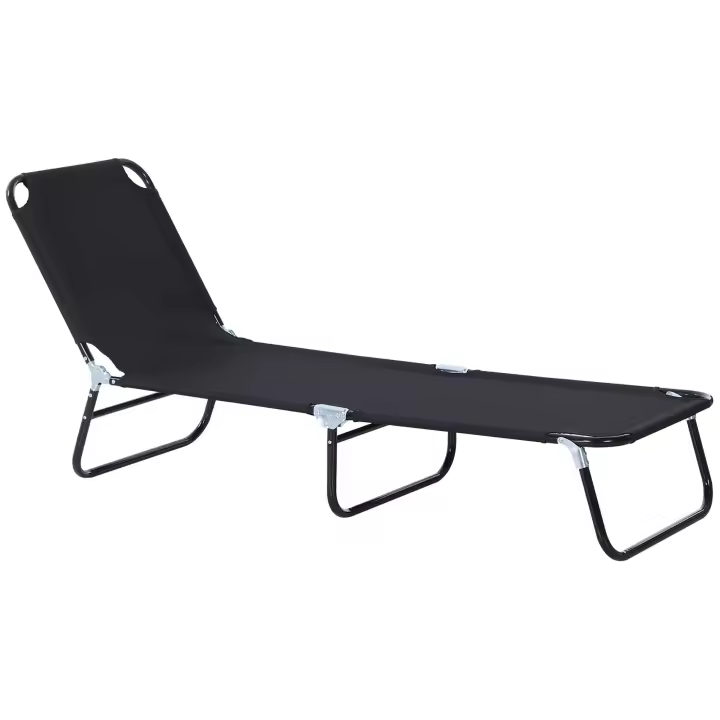 Outsunny Tumbona Plegable Reclinable con Ángulo Ajustable de 5 Posiciones para Jardín Exterior Piscina Terraza Camping Carga 120 kg 190x56x28 cm - 1