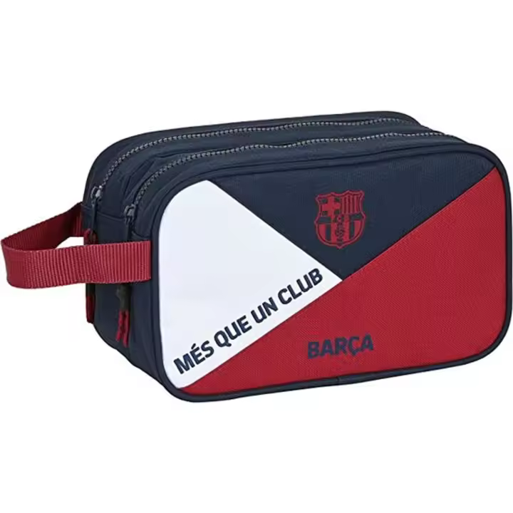 SAFTA - Neceser 2 Cremalleras Adaptable a Carro F.C.Barcelona "Corporativa" - Neceser Espacioso- Duradero y Elegante- ideal para Accesorios Personales - Neceser Diseño Único y Licencia Oficial by SAFTA - Neceser Material Resistente y Duradero - 1