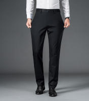 Pantalones De Hombre Negro Sólido Elásticos Para Oficina Pantalones De Trabajo Casuales Rápidos Secado Estilo Coreano Para Primavera Y Otoño - details 5