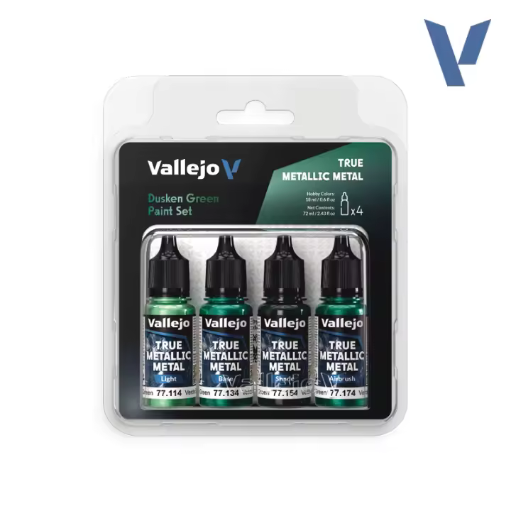 True Metallic Metal set de pinturas Verde Sombrío (Dusken Green) de Acrylicos Vallejo. TMM 77257 - 1