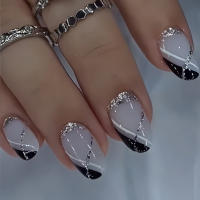 Uñas Postizas Francesas Cortas 24 PCs Con 1 Jelly Y 1 Archivo De Uñas Material ABS Estilo Diverso Sin Químicos De Alta Importancia - details 16
