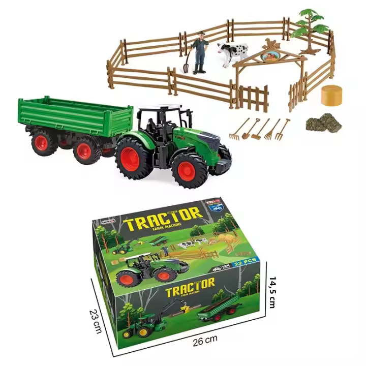 Juego De Modelos Agrícolas Para Niños 22 Piezas Set De Juguetes Con Camión Pull Back Y Vehículos De Transporte Escala 1:24 Regalo Educativo Para Niños - 1