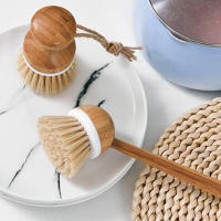 Cepillo De Limpieza Para Cocina Con Manija Larga De Bambú Cepillo De Lavado De Platos Suave Para Ollas Y Sartenes Antideslizantes Para Fregadero Y Estufa - details 3