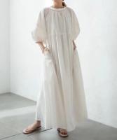 Vestido Largo Recto Casual Para Mujer REALEFT 2023 Con Mangas Lanternas Y Cierre De Encaje Suéter De Algodón Y Poliéster Otoño Primavera - details 0