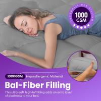 Grey Double Bed Mattress Topper Extra Deep 10CM – Extra Thick (4 Inches) Bed Topper 1000GSM for UK Standard Double Beds, Hypoallergenic, Breathable & Ultra Soft with Elastic Straps (137 X 190CM) - details 2
