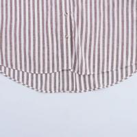 Camisa Asimétrica de Verano para Mujer – Estampado a Rayas, Mezcla de Lino, Mangas Anchas Rizadas, Cuello Versátil, Estilo Informal y Fresco - details 17