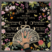Mantel De Tela Para Cartas De Tarot 1pc Decoración De Juego De Cartas Pagan Con Fases De Luna Y Flores Estilo Pagan Para Atril Y Brujería - details 14
