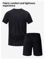 Conjunto Deportivo Para Hombres Verano 2/4 Piezas Camiseta Corta De Color Gradiente Y Shorts Elasticos Para Correr Y Fitness Estilo Casual - details 7