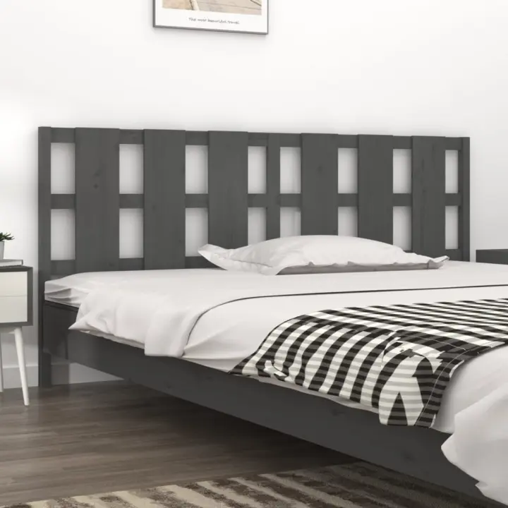 vidaXL Cabecero de cama madera maciza de pino gris 205,5x4x100 cm - 1