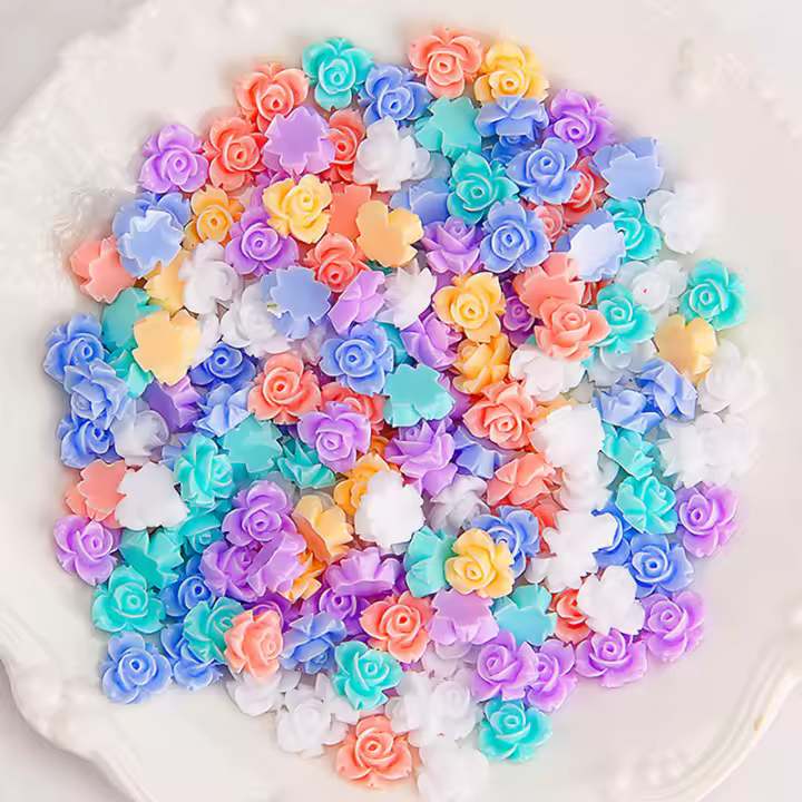 50Pcs Accesorios De Resina En Forma De Flor 3D Mini Loto Rosa Para Manualidades Artesanales Y Joyería Complementos Planos Para Teléfonos - 1
