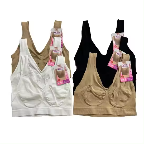 INTIMOLAND - STV International Pack de 6 y 12 piezas, Tops de Mujer Sin Rellenos | Tirantes Anchos | Licra | Sin Costura - 1